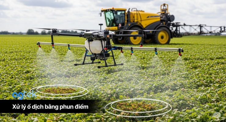Xử lý ổ dịch bằng phun điểm, drone nông nghiệp phun thuốc
