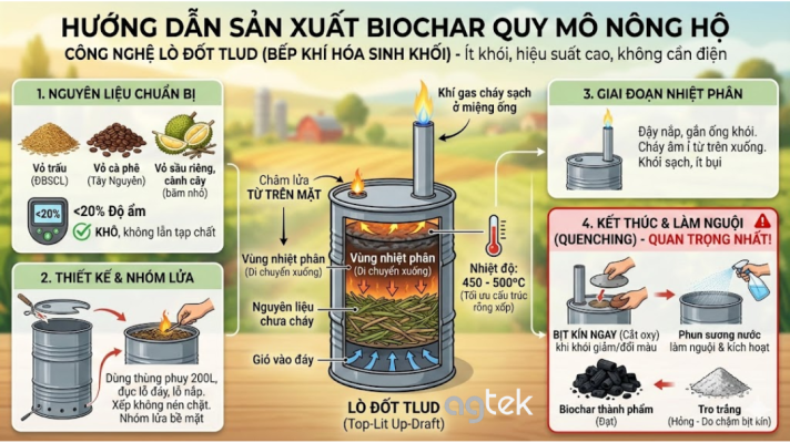 hướng dẫn sản xuất biochar quy mô nông hộ