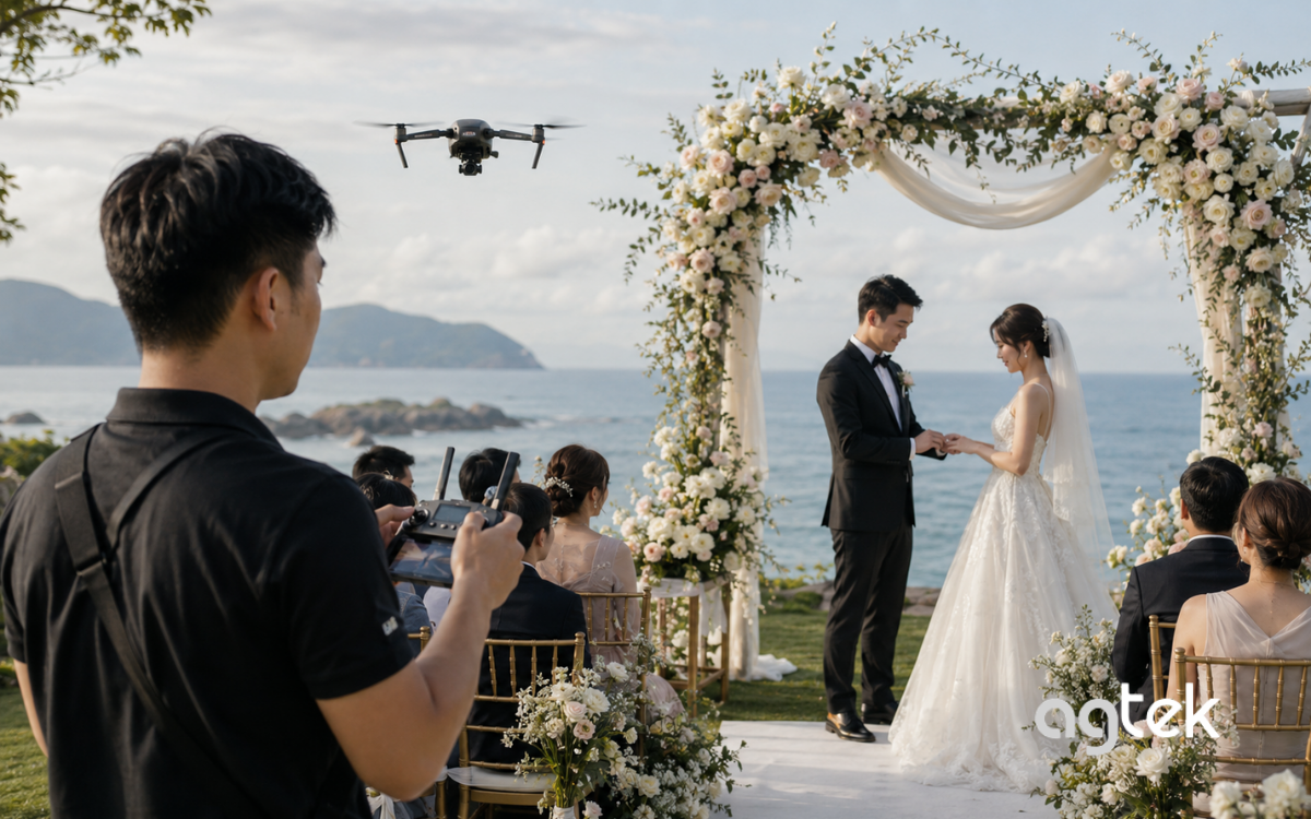 Flycam quay cảnh trao nhẫn