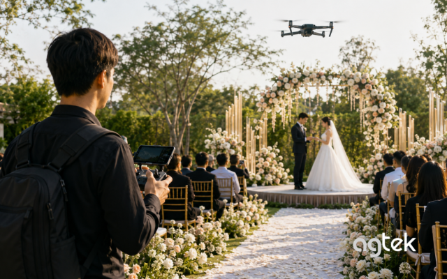 Flycam bao quát không gian tiệc cưới đẹp