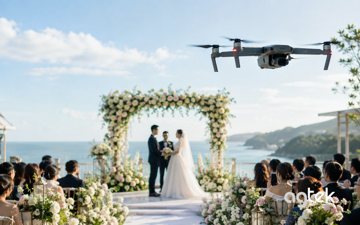 Flycam quay toàn cảnh lễ cưới ngoài trời