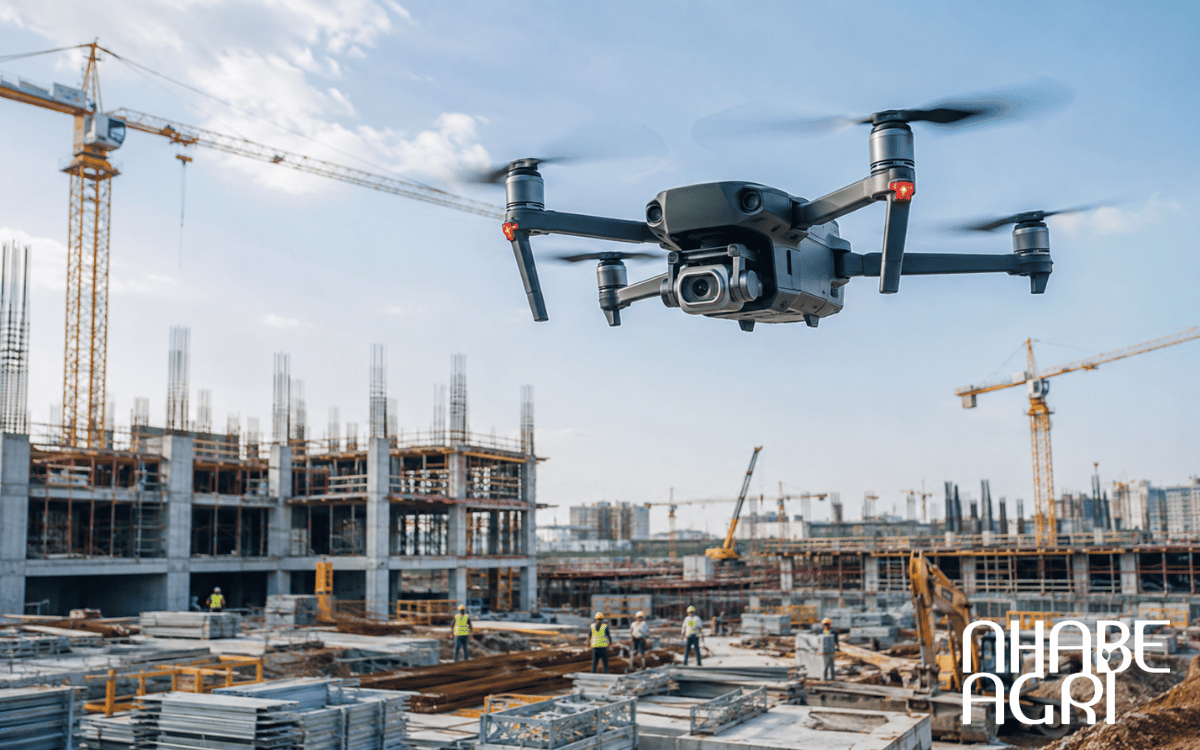 Drone giám sát khu vực rộng từ trên cao.