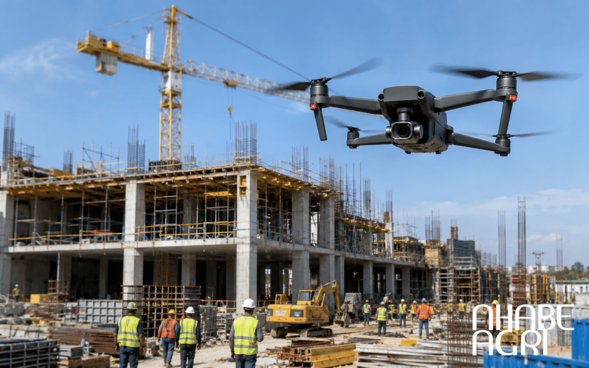 UAV ghi hình toàn cảnh công trình từ trên cao.