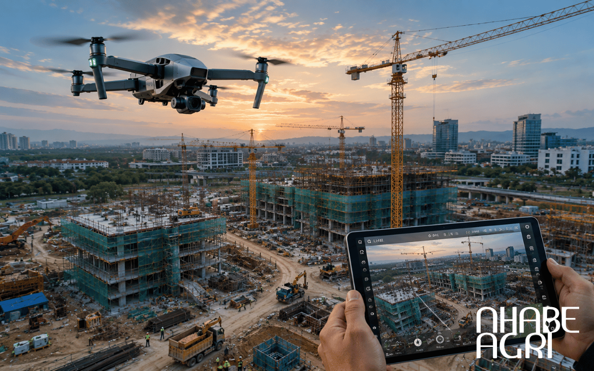 UAV theo dõi tiến độ thi công tại công trường.