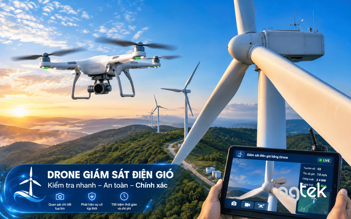 UAV hỗ trợ phát hiện bất thường trên cánh turbine điện gió.