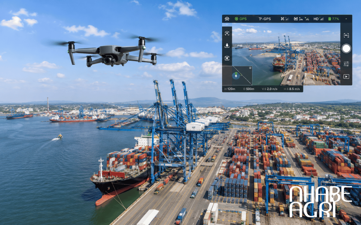 Drone ghi hình chi tiết kết cấu cầu cảng phục vụ bảo trì.