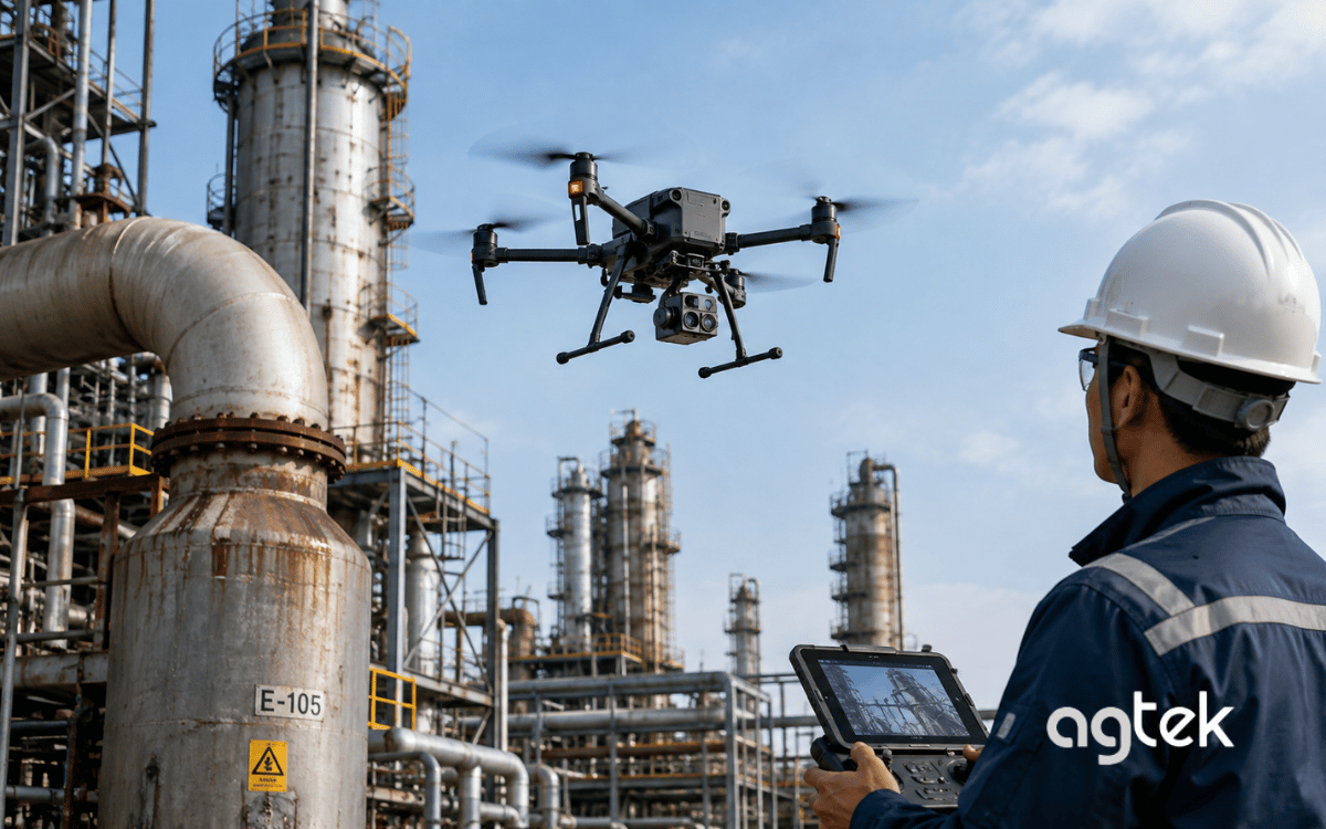 Drone camera nhiệt kiểm tra thiết bị.
