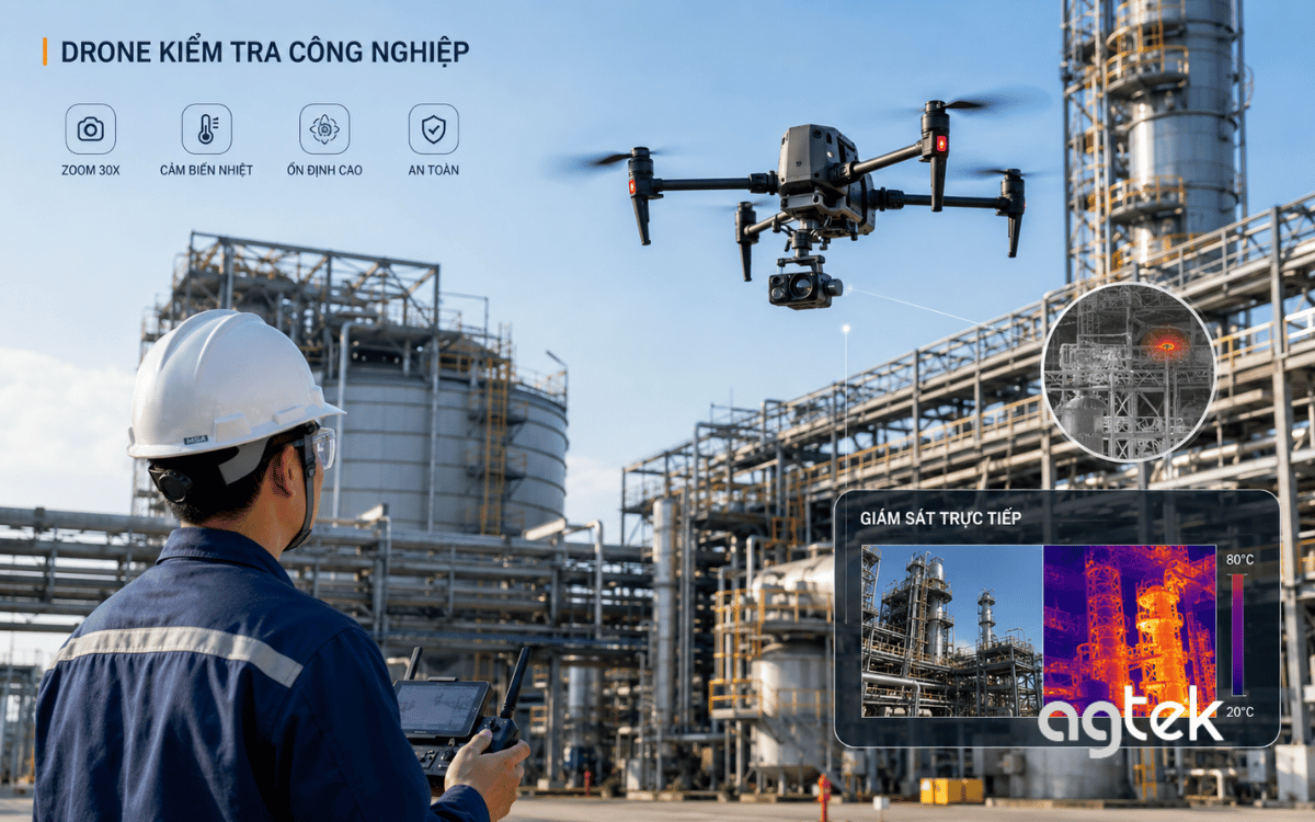AGTEK ứng dụng drone kiểm tra công nghiệp.