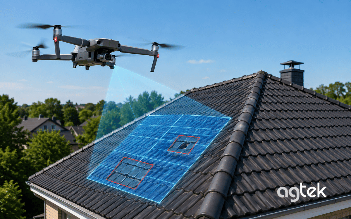 Drone phát hiện khu vực mái có dấu hiệu hư hỏng.