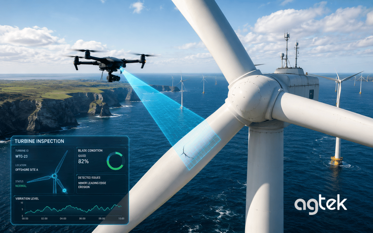 UAV thu thập hình ảnh phục vụ bảo trì turbine gió.