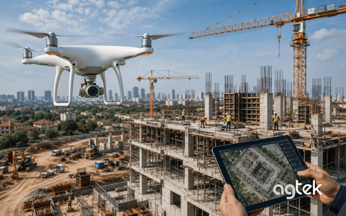 UAV theo dõi hiện trạng công trường.