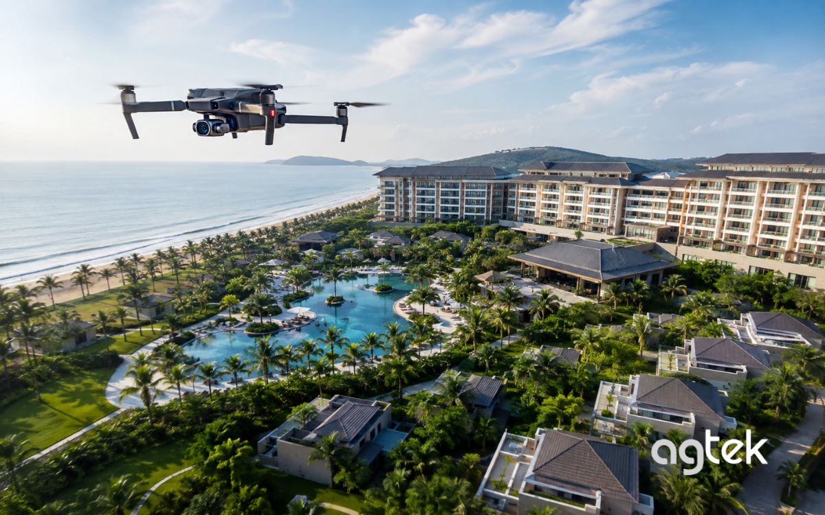 Flycam ghi hình toàn cảnh resort đẹp