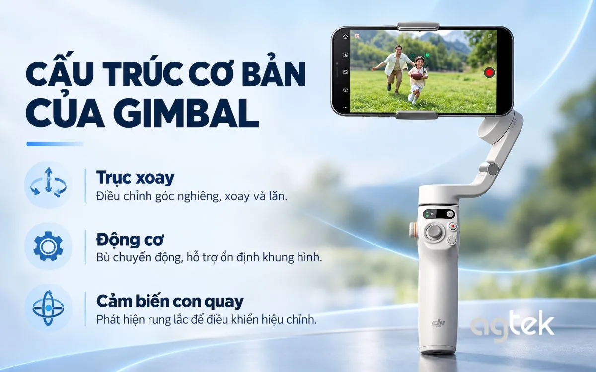 DJI gimbal hỗ trợ ổn định hình ảnh khi di chuyển.