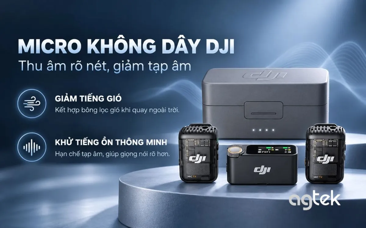 DJI Mic 2 hỗ trợ giảm tiếng ồn nền.