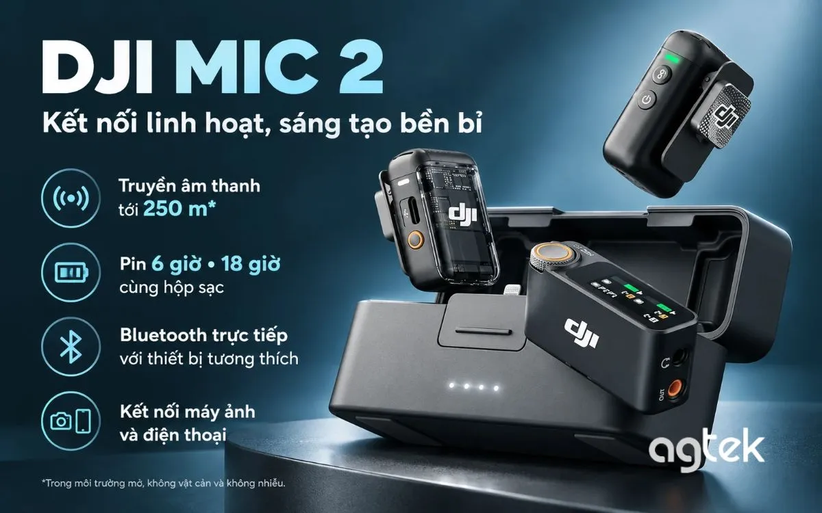 DJI Mic 2 thu âm rõ nét cho video.