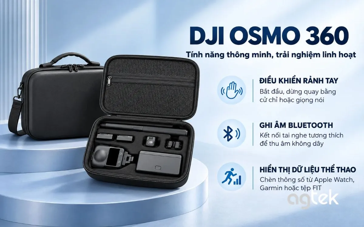 DJI Osmo 360 hỗ trợ kết nối micro trực tiếp qua OsmoAudio.