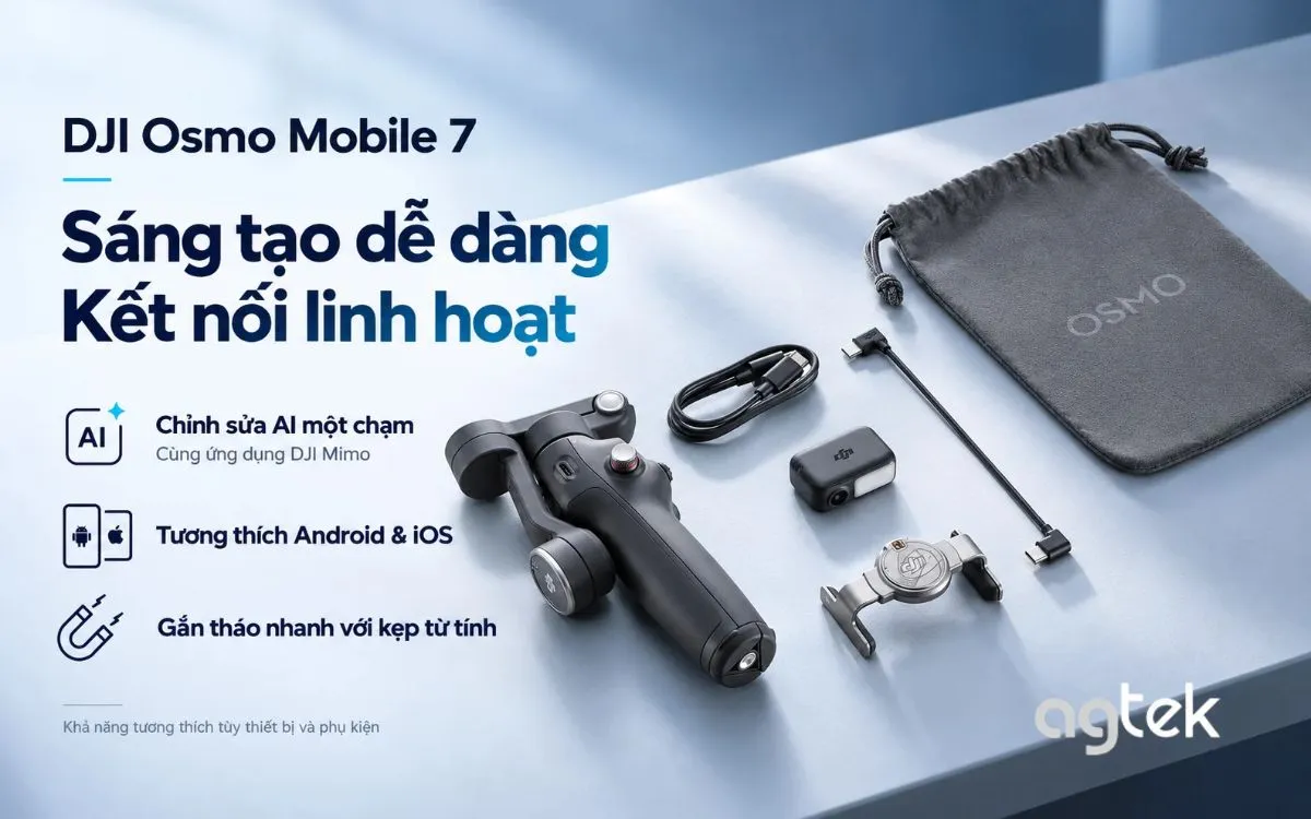 DJI Osmo Mobile 7 thiết kế gập gọn.