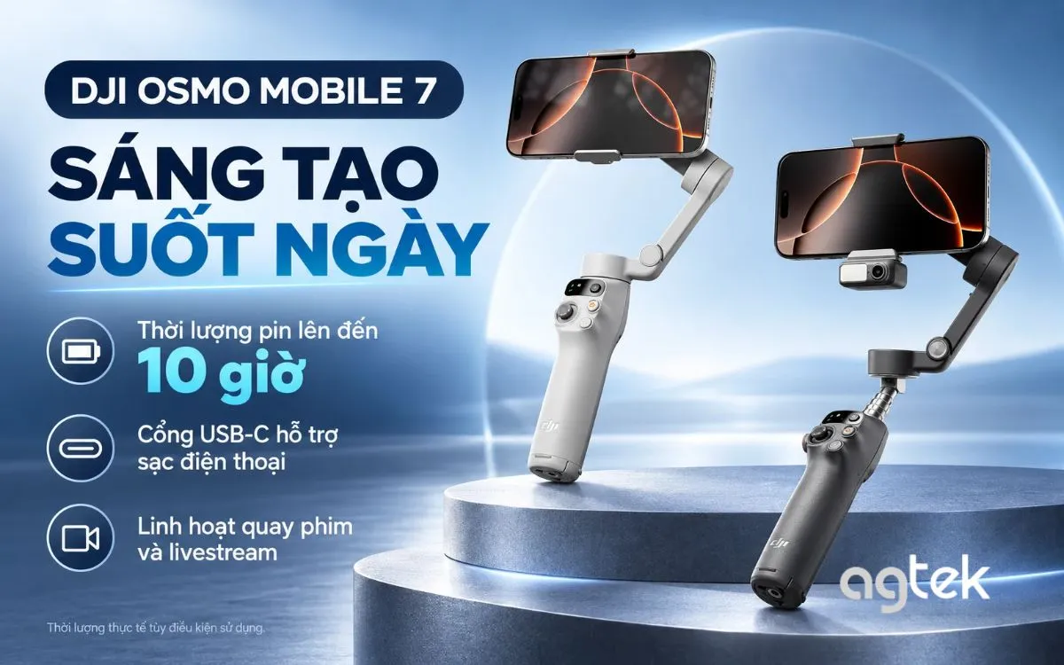 DJI Osmo Mobile 7 hỗ trợ sạc điện thoại