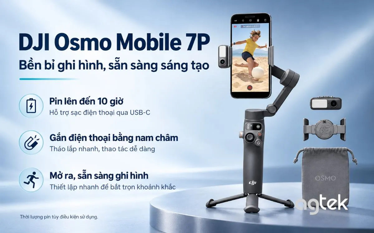 DJI Osmo Mobile 7P hỗ trợ quay vlog.