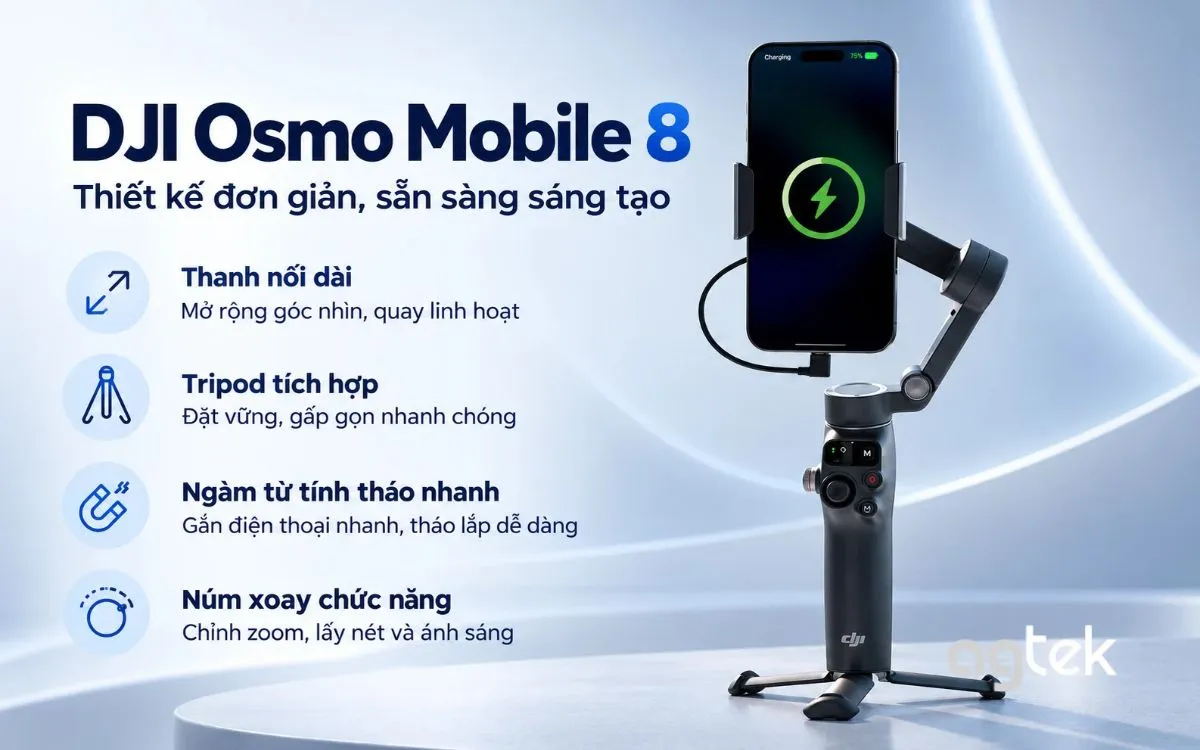 DJI Osmo Mobile 8 xoay ngang 360°.