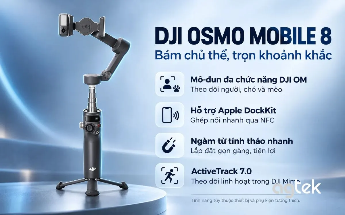 Thiết kế gập gọn DJI Osmo Mobile 8.