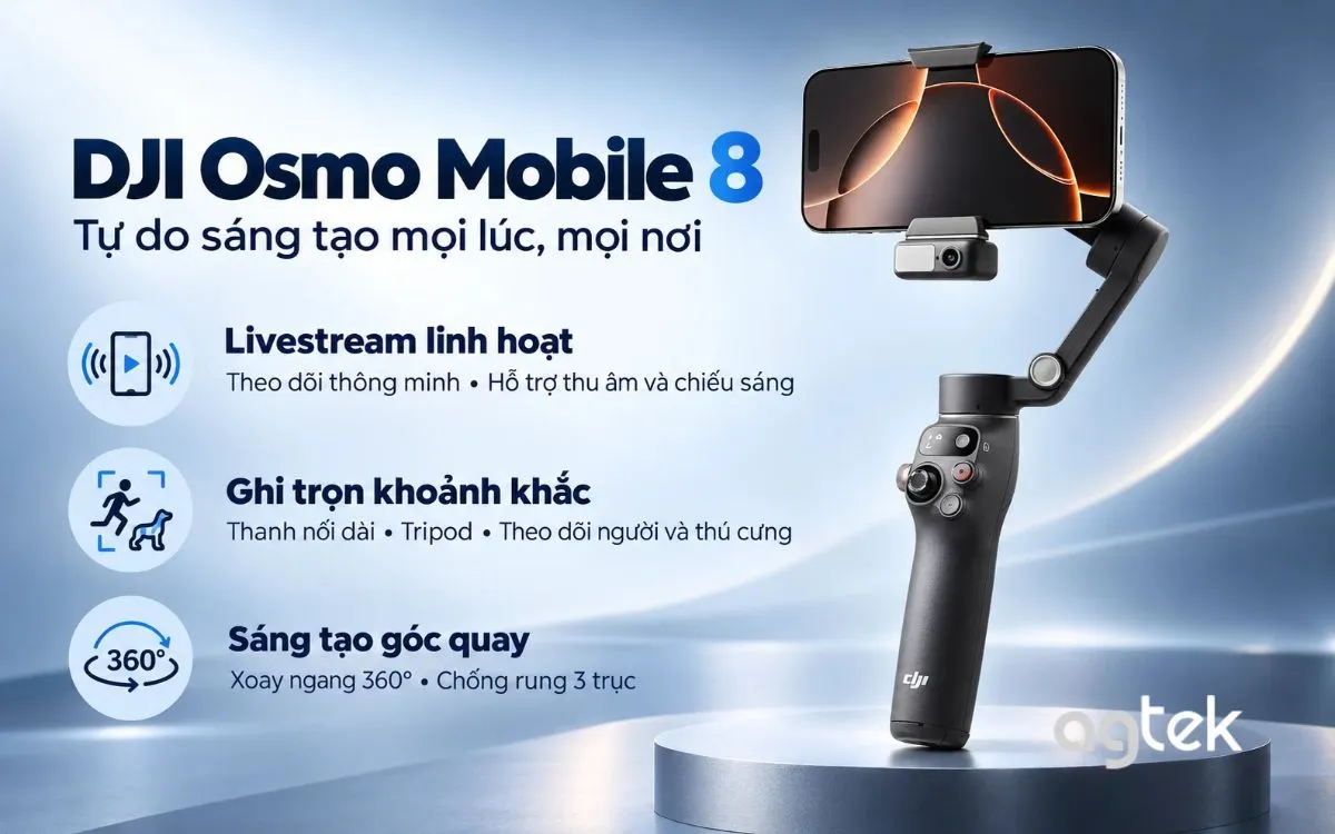 DJI Osmo Mobile 8 chống rung ba trục.