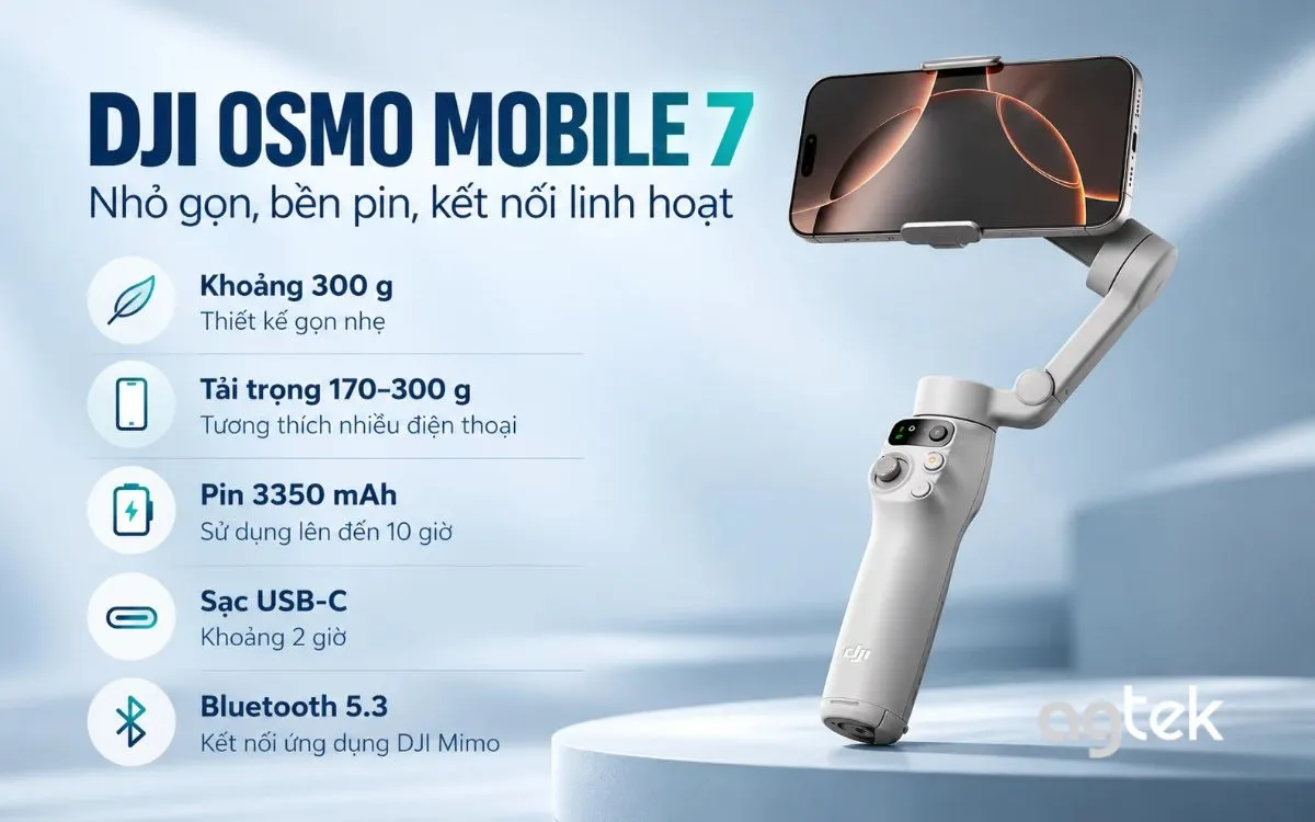 DJI Osmo Mobile hỗ trợ chống rung ba trục khi quay bằng điện thoại.