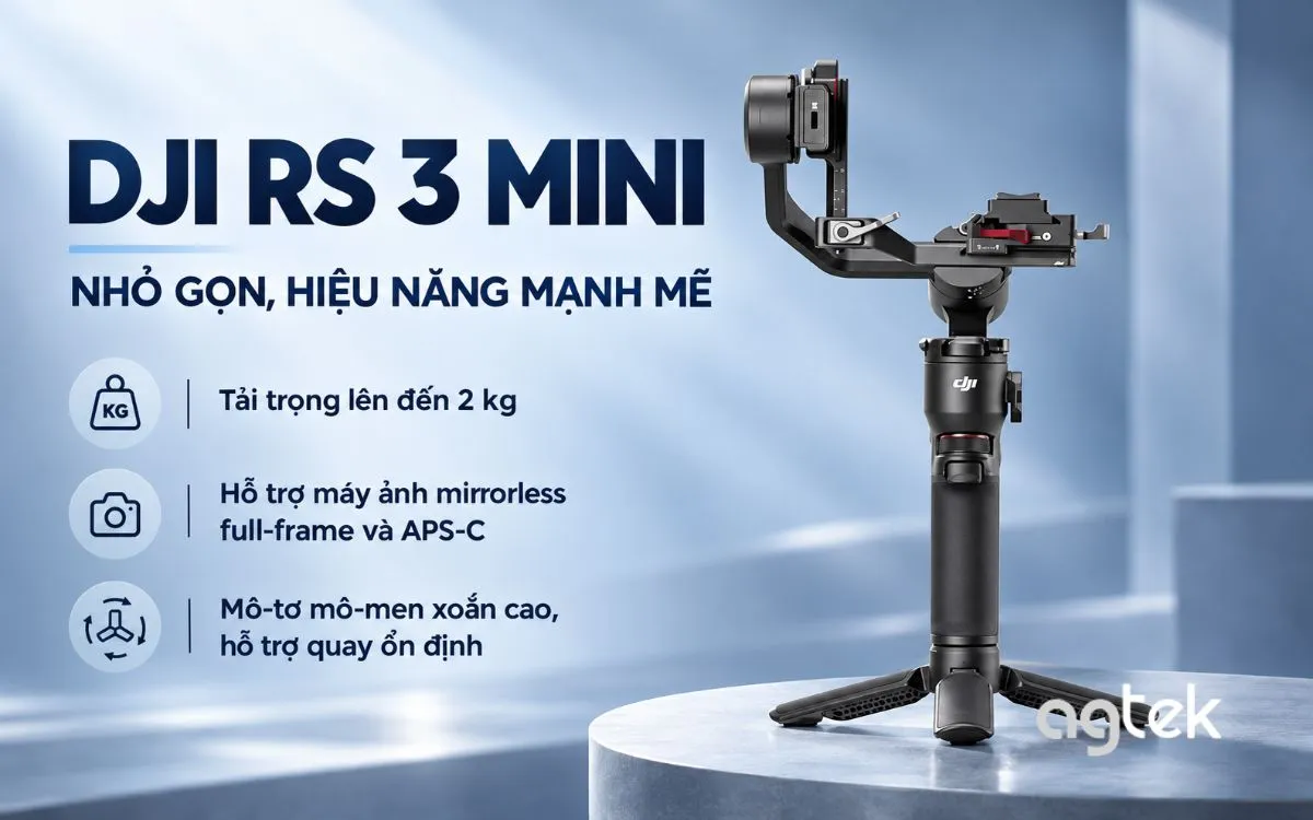DJI RS 3 Mini hỗ trợ tải trọng 2 kg.