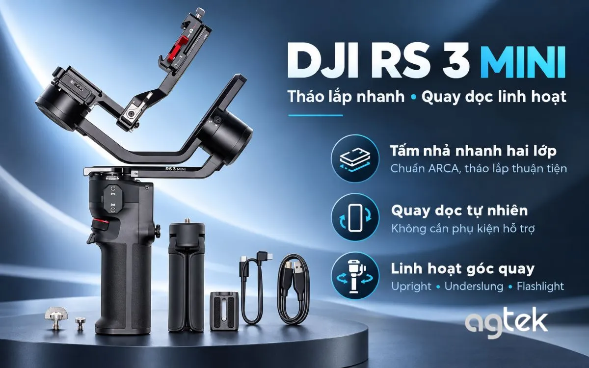 DJI RS 3 Mini phù hợp bộ máy ảnh gọn nhẹ.