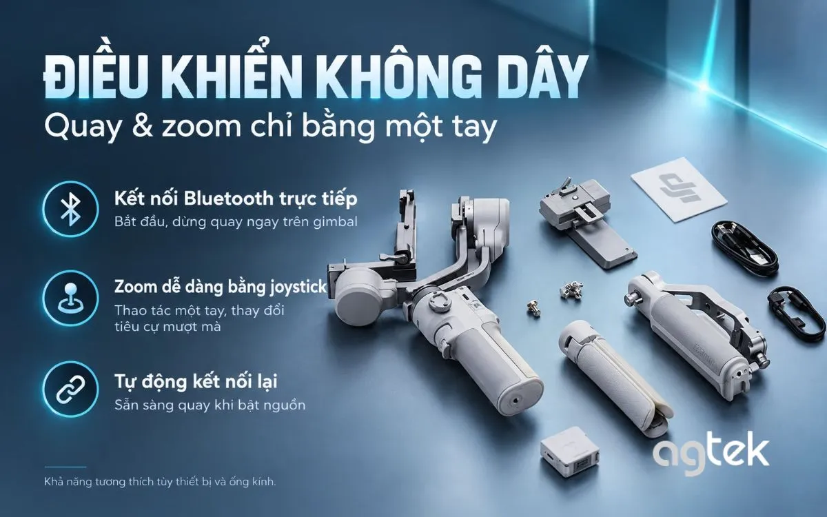 DJI RS 4 Mini nhỏ gọn, dễ mang theo.