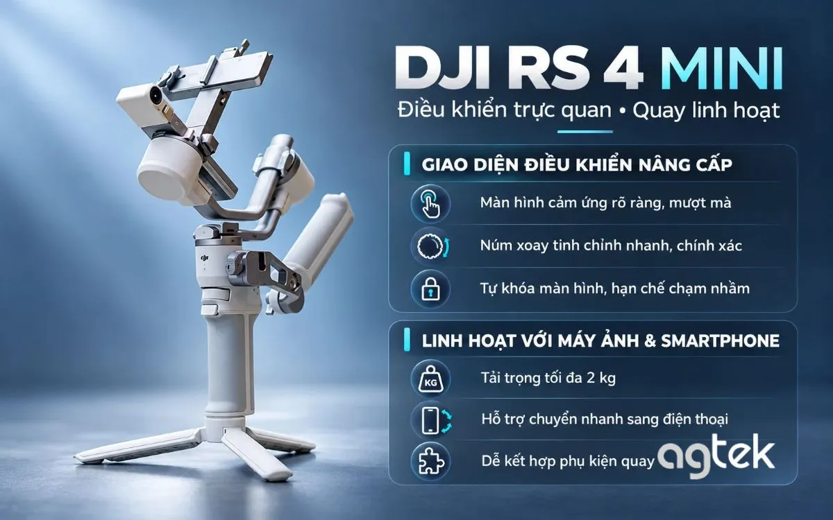 DJI RS 4 Mini nhỏ gọn cho người sáng tạo nội dung