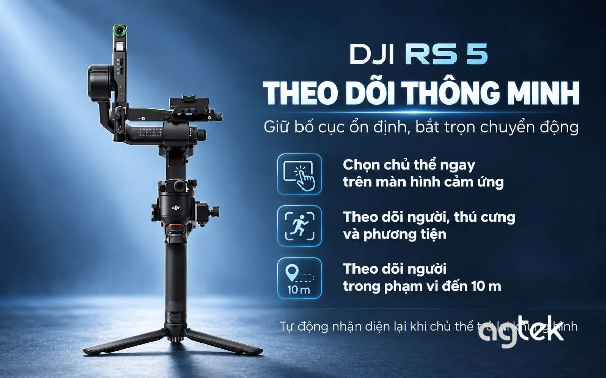DJI RS 5 hỗ trợ quay video dọc linh hoạt.