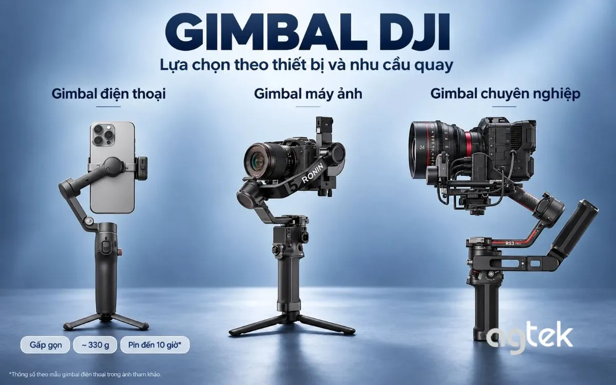 DJI gimbal đánh giá chống rung và tư vấn chọn mua tại AGTEK