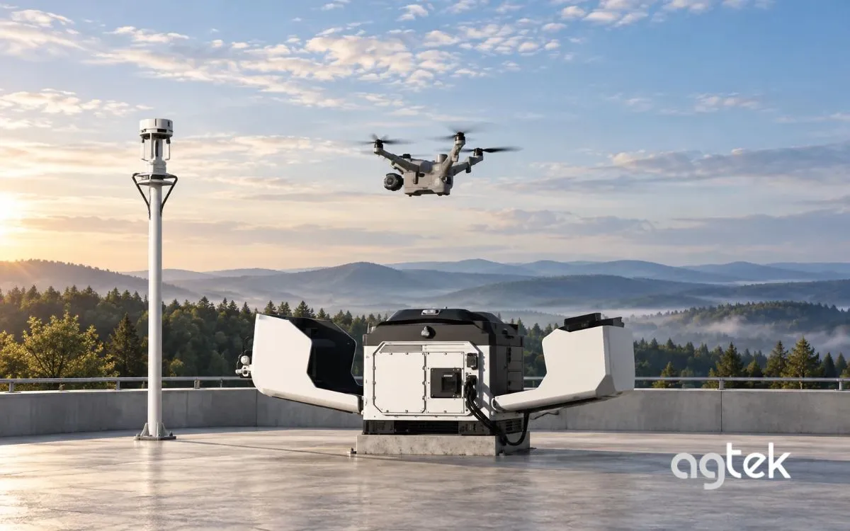DJI Dock 4 đổi pin tự động giữa các chuyến bay.