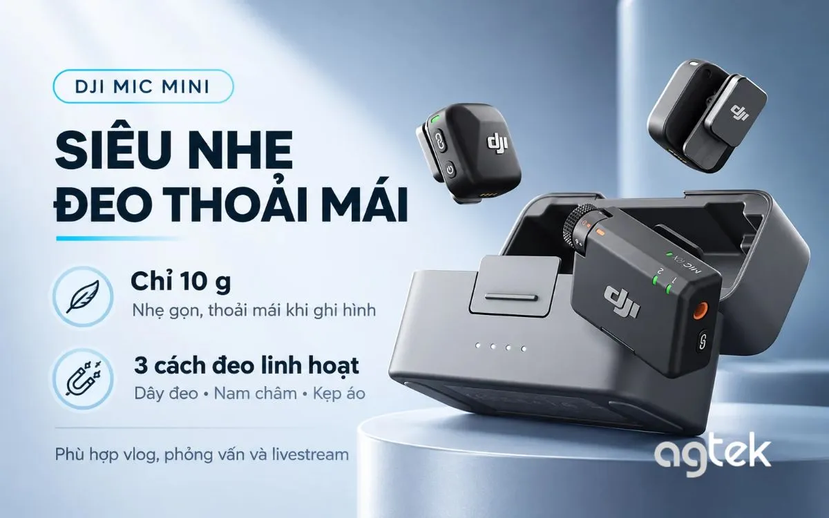 DJI Mic Mini giúp bố trí thiết bị gọn gàng.
