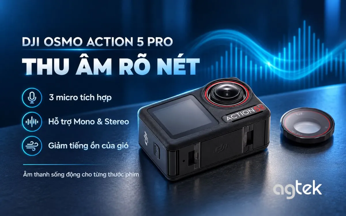 Kết nối Osmo Action 5 Pro với micro DJI tương thích.
