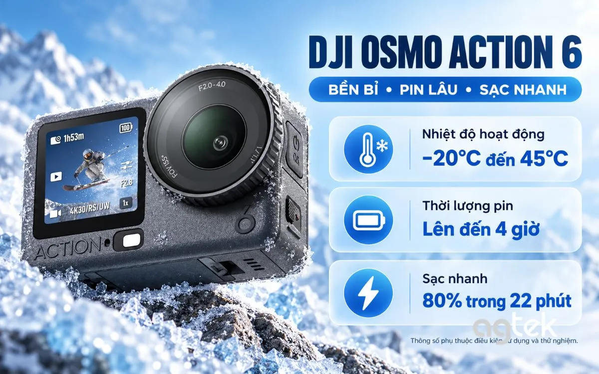 Khả năng chịu lạnh của DJI Osmo Action 6 vượt trội